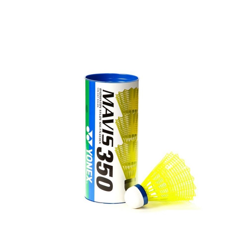 Badmintonové míče plastové Yonex Mavis 350 žluté s modrým pruhem 3 ks