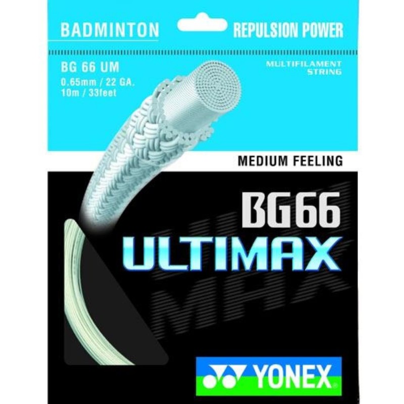 Badmintonový výplet YONEX BG 66 ULTIMAX - 0,65mm 10m WHITE