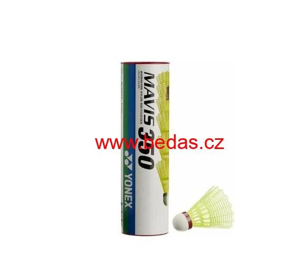 Badmintonové míče plastové Yonex Mavis 350 žluté s červeným pruhem 6 ks