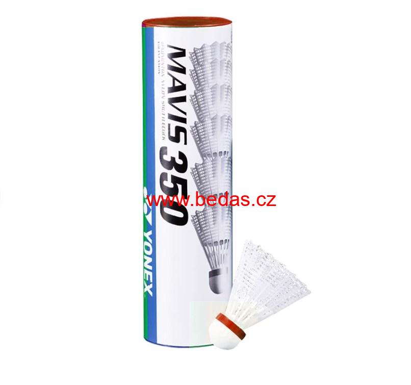 Badmintonové míče plastové Yonex Mavis 350 bílé s červeným pruhem 6 ks