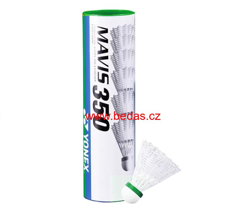 Badmintonové míče plastové Yonex Mavis 350 bílé s zeleným pruhem 6 ks