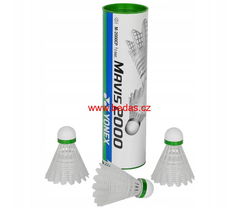 Badmintonové míče plastové Yonex Mavis 2000 bílé s zeleným pruhem 6 ks