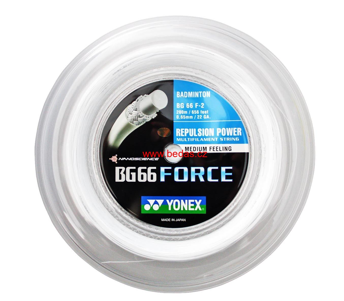 Badmintonový výplet YONEX BG 66 FORCE - 0,65mm 200m WHITE