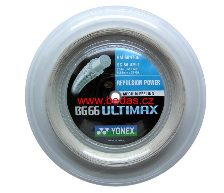 Badmintonový výplet YONEX BG 66 ULTIMAX - 0,65mm 200m WHITE