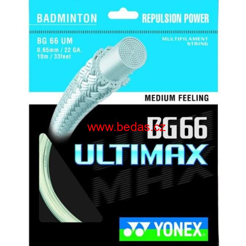 Badmintonový výplet YONEX BG 66 ULTIMAX - 0,65mm 10m WHITE